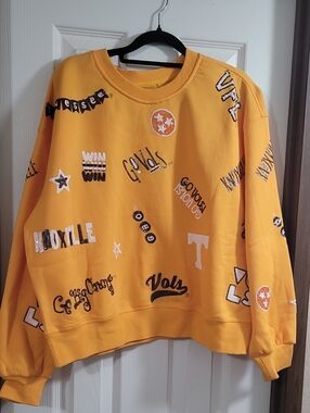 Stewart Simmons Orange Embellished Semi-cropped Sweatshirt